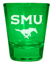 Load image into Gallery viewer, Southern Methodist University Engraved Full Color 2oz Shot Glass Green Officially Licensed Collegiate Product Single
