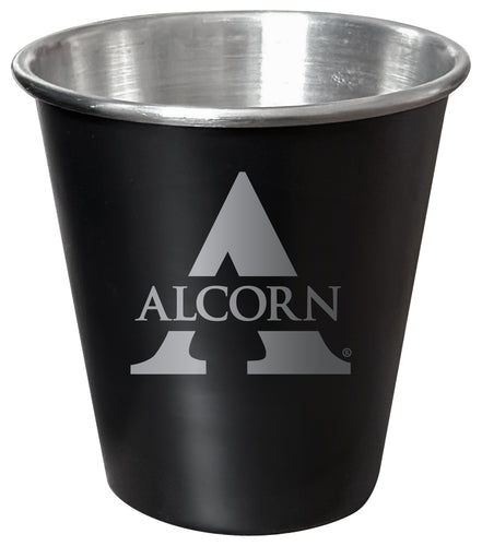 Alcorn State Braves Engraved 2oz Tin Shot Glass Black Matte Coating Officially Licensed Collegiate Product Single