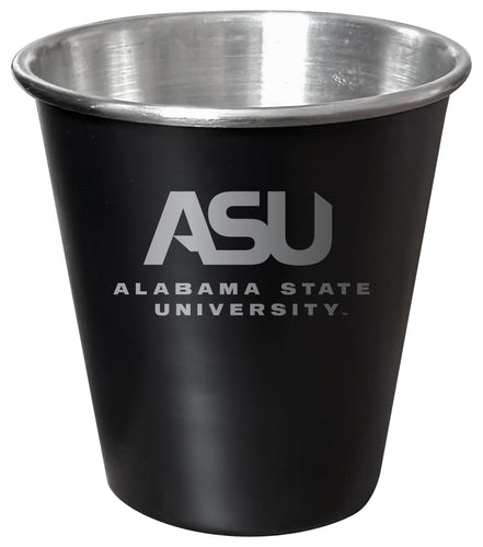 Alabama State University Engraved 2oz Tin Shot Glass Black Matte Coating Officially Licensed Collegiate Product Single