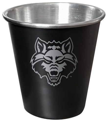 Arkansas State Engraved 2oz Tin Shot Glass Black Matte Coating Officially Licensed Collegiate Product Single