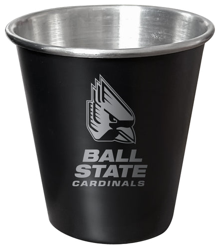 Ball State University Engraved 2oz Tin Shot Glass Black Matte Coating Officially Licensed Collegiate Product Single