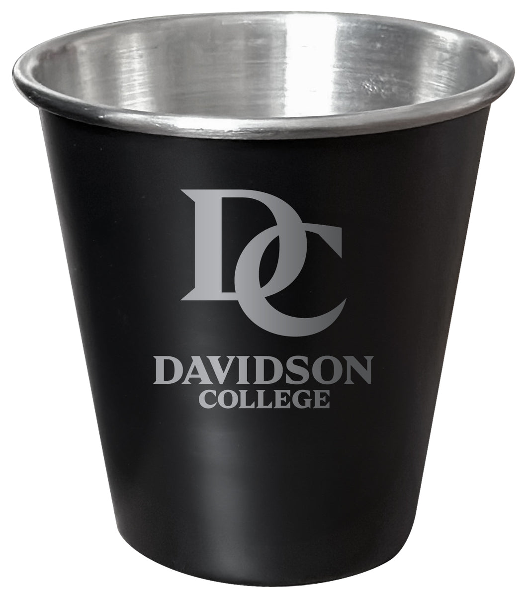 Davidson College Engraved 2oz Tin Shot Glass Black Matte Coating Officially Licensed Collegiate Product 4-Pack