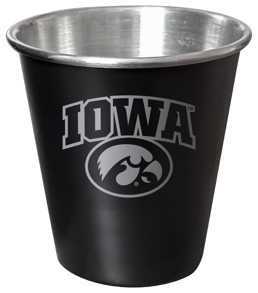 Iowa Hawkeyes Engraved 2oz Tin Shot Glass Black Matte Coating Officially Licensed Collegiate Product Single