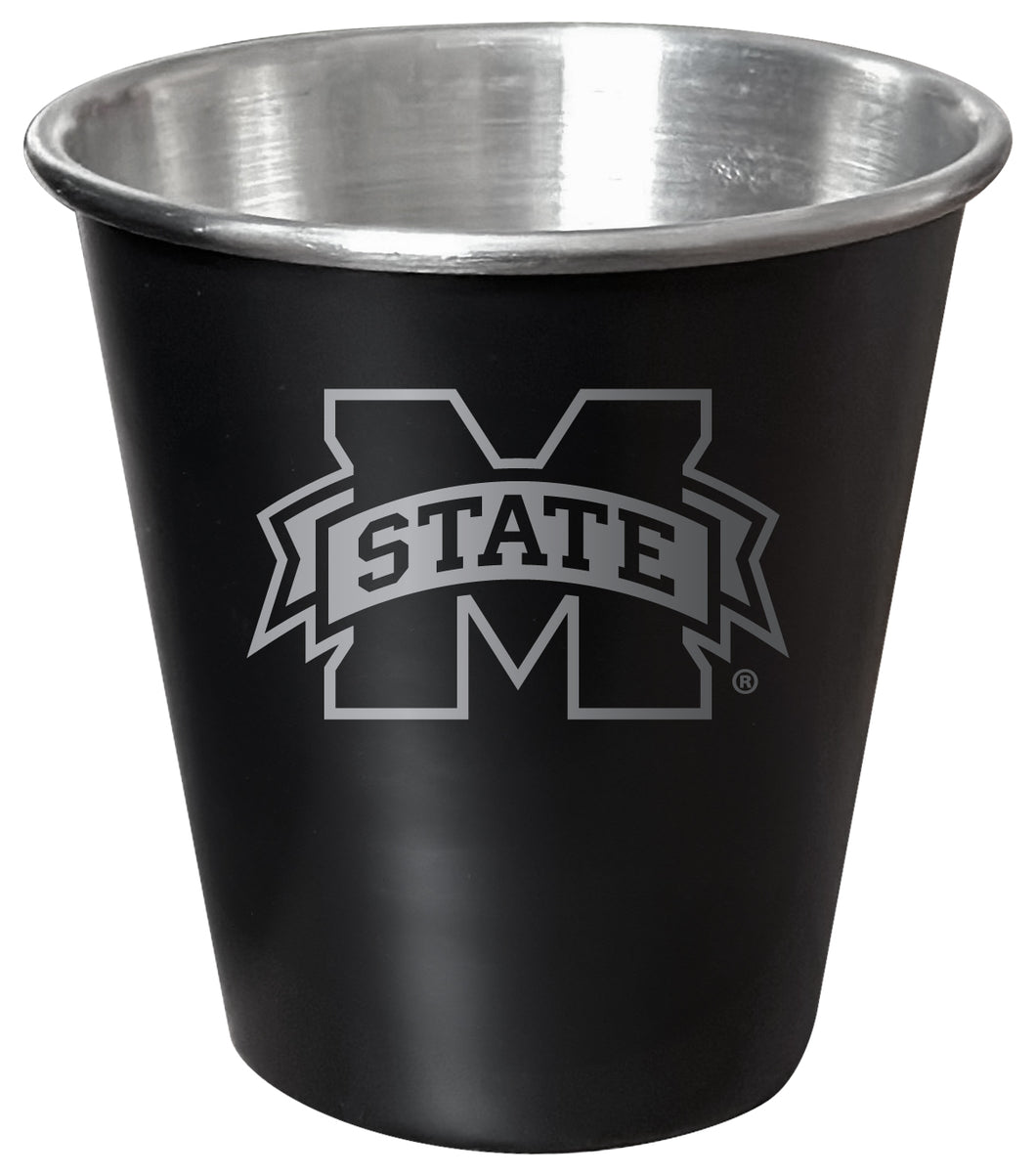 Mississippi State Bulldogs Engraved 2oz Tin Shot Glass Black Matte Coating Officially Licensed Collegiate Product Single