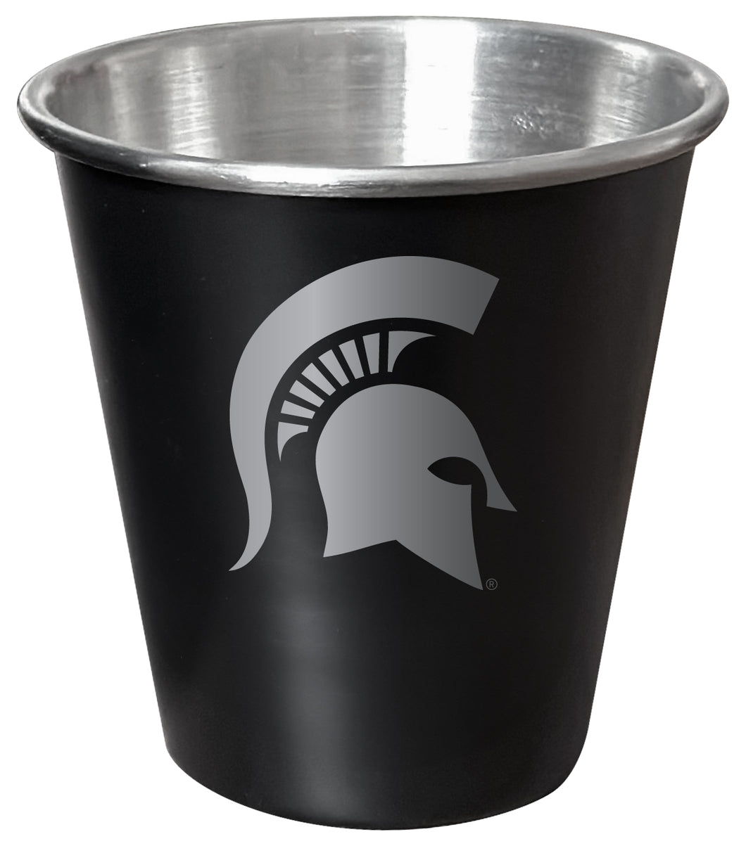 Michigan State Spartans Engraved 2oz Tin Shot Glass Black Matte Coating Officially Licensed Collegiate Product Single