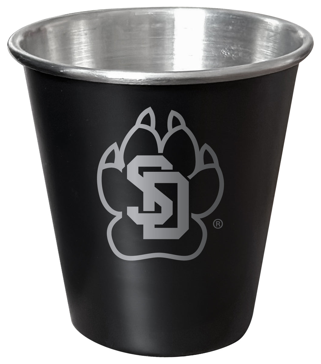 South Dakota Coyotes Engraved 2oz Tin Shot Glass Black Matte Coating Officially Licensed Collegiate Product Single