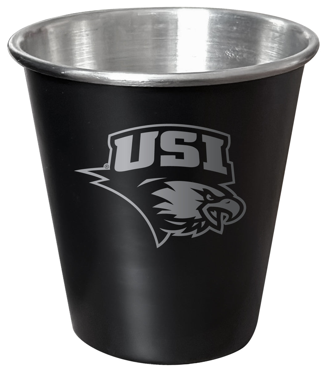 University of Southern Indiana Engraved 2oz Tin Shot Glass Black Matte Coating Officially Licensed Collegiate Product Single