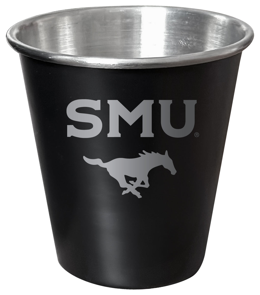 Southern Methodist University Engraved 2oz Tin Shot Glass Black Matte Coating Officially Licensed Collegiate Product Single