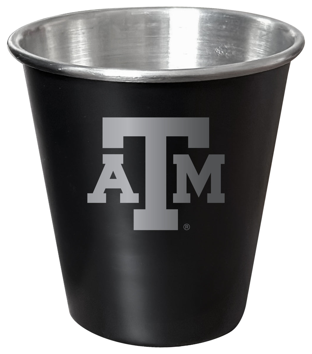 Texas A&M Aggies Engraved 2oz Tin Shot Glass Black Matte Coating Officially Licensed Collegiate Product Single