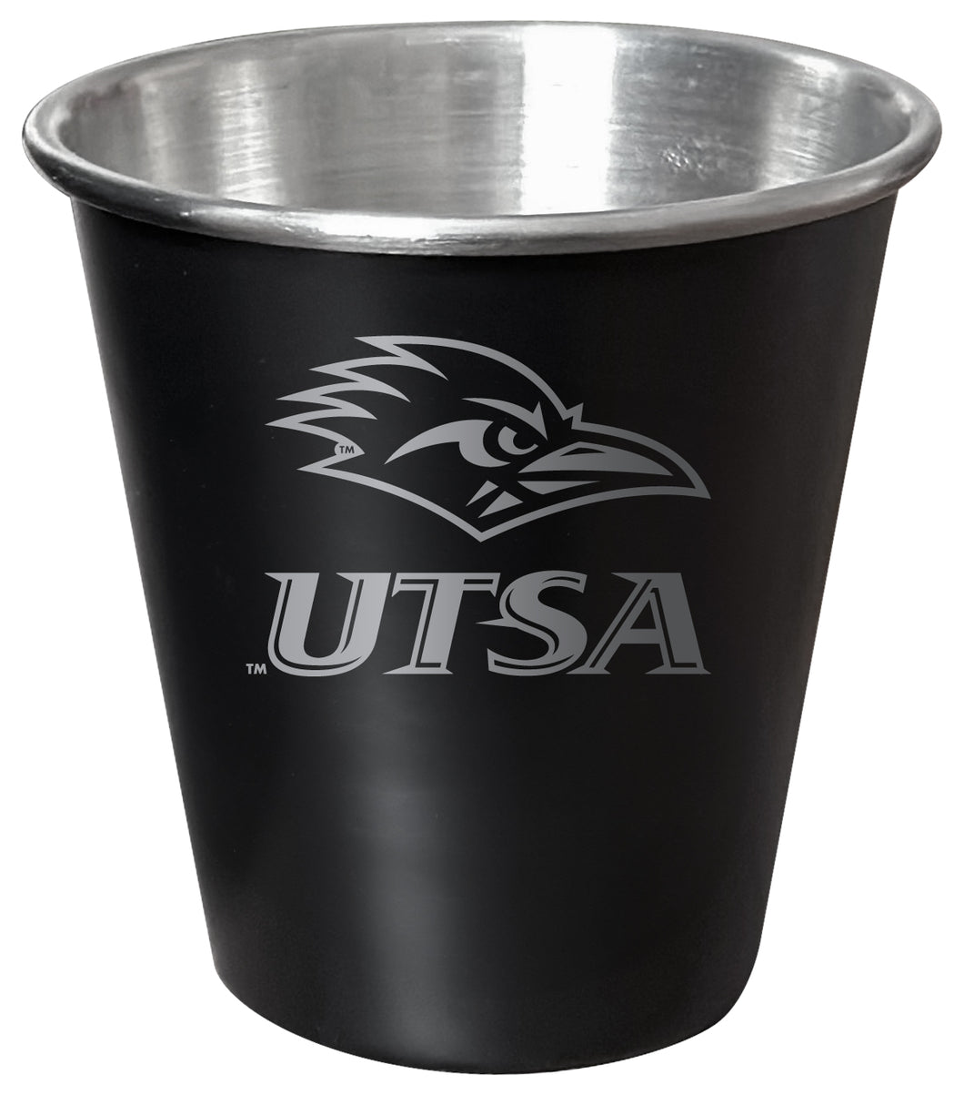 UTSA Road Runners Engraved 2oz Tin Shot Glass Black Matte Coating Officially Licensed Collegiate Product Single