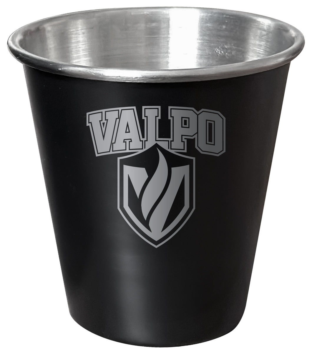 Valparaiso University Engraved 2oz Tin Shot Glass Black Matte Coating Officially Licensed Collegiate Product Single