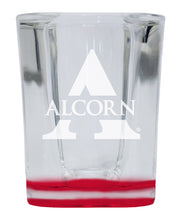 Load image into Gallery viewer, Alcorn State Braves 2 Ounce Engraved Shot Glass Square Red Base Officially Licensed Collegiate Product 4-Pack
