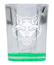 Load image into Gallery viewer, Arkansas State 2 Ounce Engraved Shot Glass Square Officially Licensed Collegiate Product
