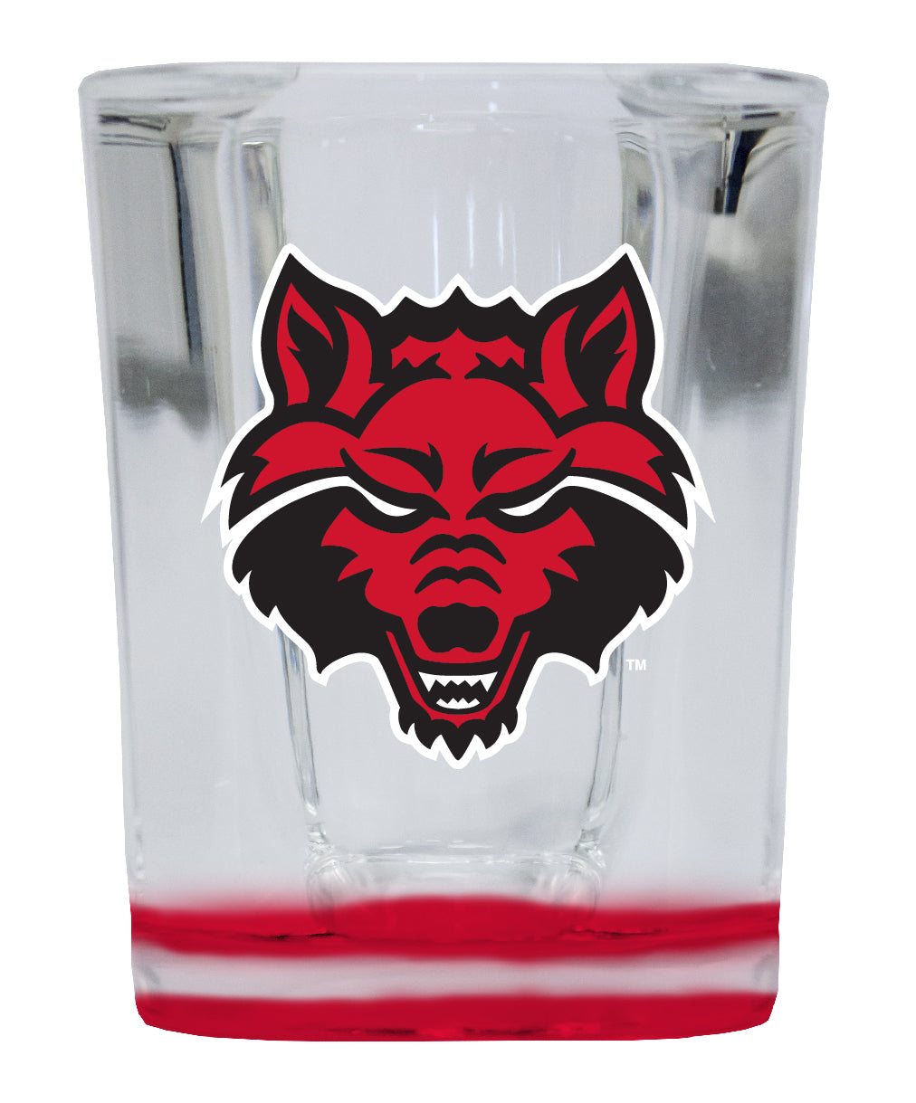 Arkansas State 2 Ounce Shot Glass Square Red Base Officially Licensed Collegiate Product 4-Pack