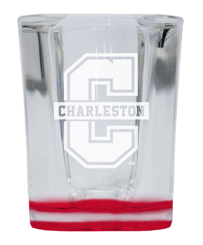 College of Charleston 2 Ounce Engraved Shot Glass Square Red Base Officially Licensed Collegiate Product 4-Pack