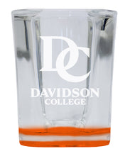 Load image into Gallery viewer, Davidson College 2 Ounce Engraved Shot Glass Square Orange Base Officially Licensed Collegiate Product 2-Pack
