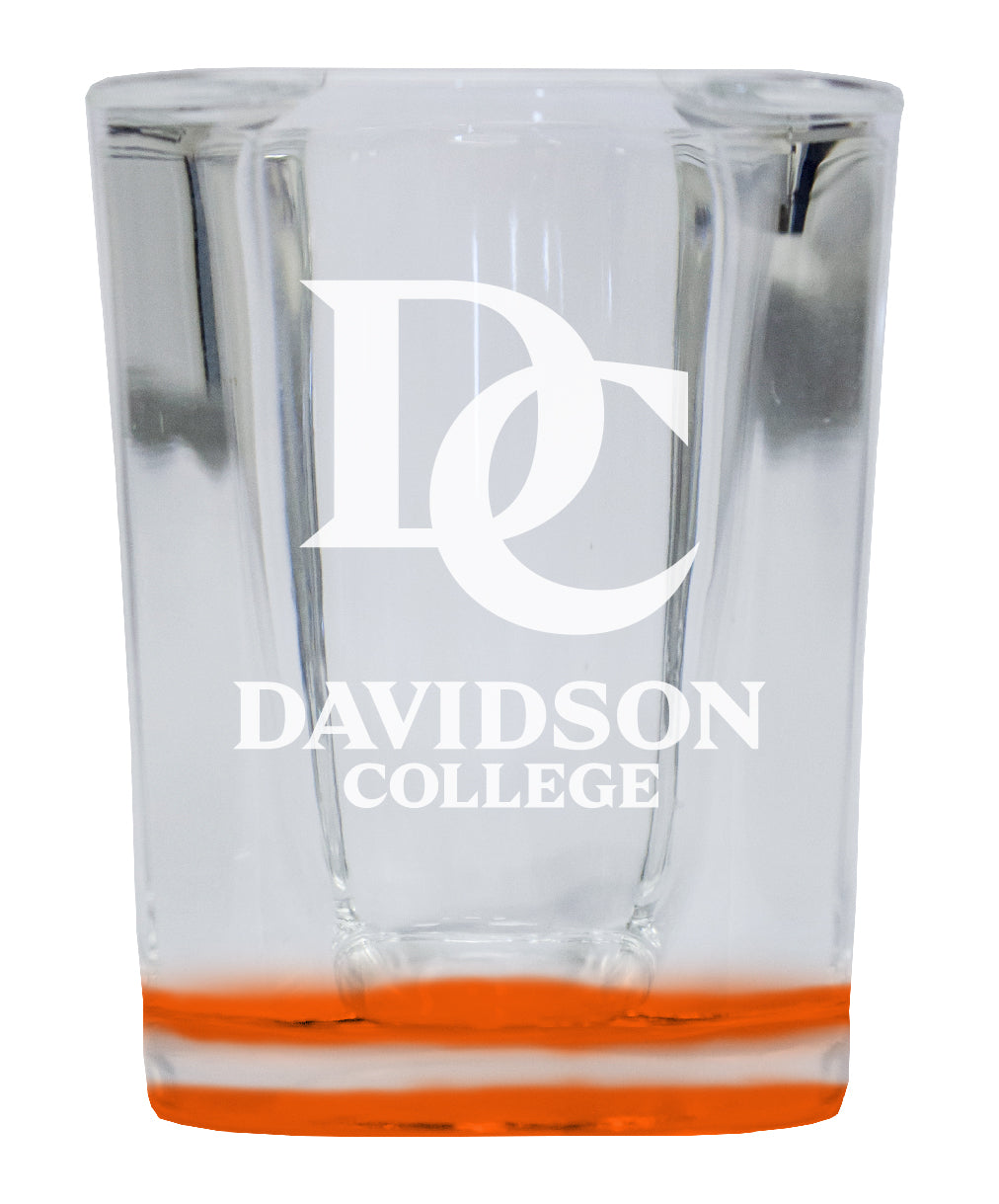 Davidson College 2 Ounce Engraved Shot Glass Square Orange Base Officially Licensed Collegiate Product 2-Pack