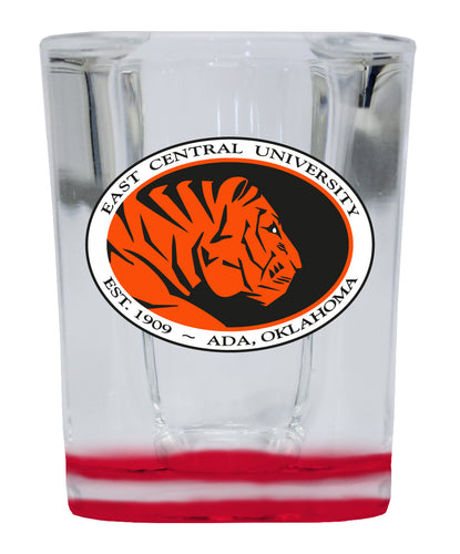 East Central University Tigers 2 Ounce Shot Glass Square Red Base Officially Licensed Collegiate Product 4-Pack