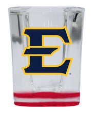 Load image into Gallery viewer, East Tennessee State University 2 Ounce Shot Glass Square Red Base Officially Licensed Collegiate Product 4-Pack
