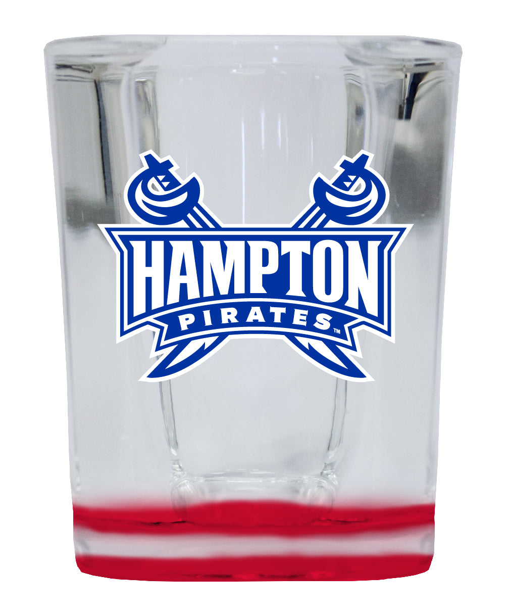 Hampton University 2 Ounce Shot Glass Square Red Base Officially Licensed Collegiate Product 4-Pack