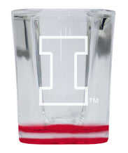 Load image into Gallery viewer, Illinois Fighting Illini 2 Ounce Engraved Shot Glass Square Red Base Officially Licensed Collegiate Product 4-Pack
