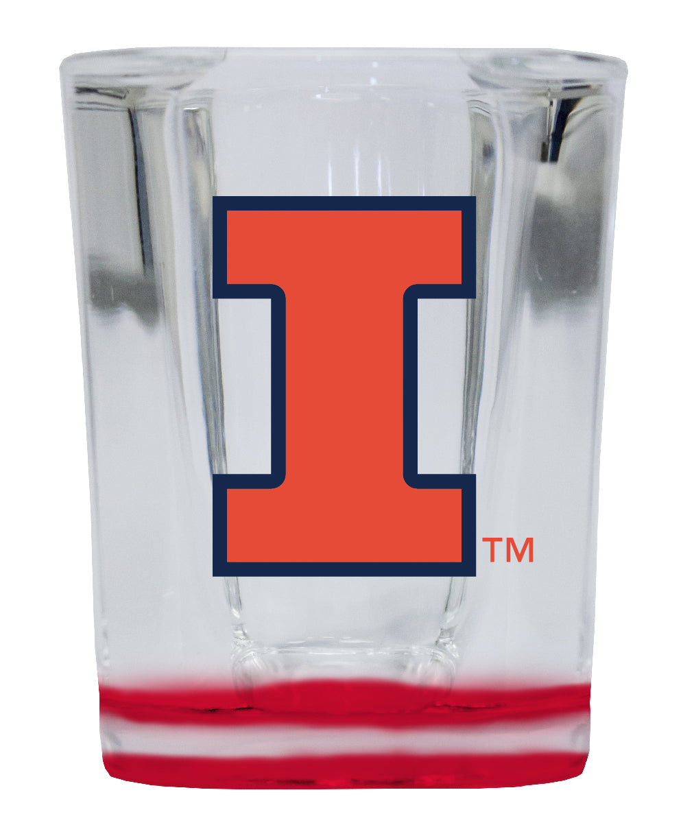 Illinois Fighting Illini 2 Ounce Shot Glass Square Red Base Officially Licensed Collegiate Product 4-Pack