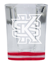 Load image into Gallery viewer, Kennesaw State University 2 Ounce Engraved Shot Glass Square Red Base Officially Licensed Collegiate Product 4-Pack
