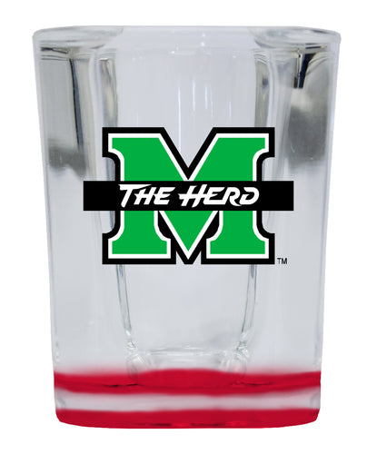 Marshall Thundering Herd 2 Ounce Shot Glass Square Red Base Officially Licensed Collegiate Product 4-Pack