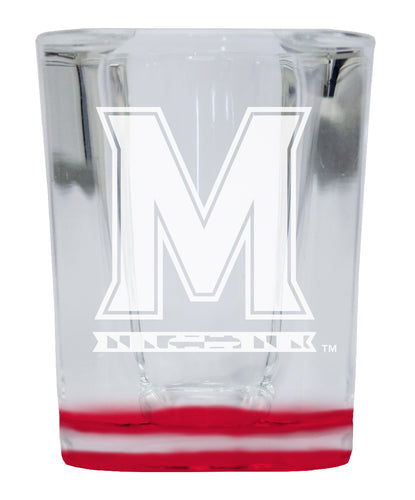 Maryland Terrapins 2 Ounce Engraved Shot Glass Square Red Base Officially Licensed Collegiate Product 4-Pack