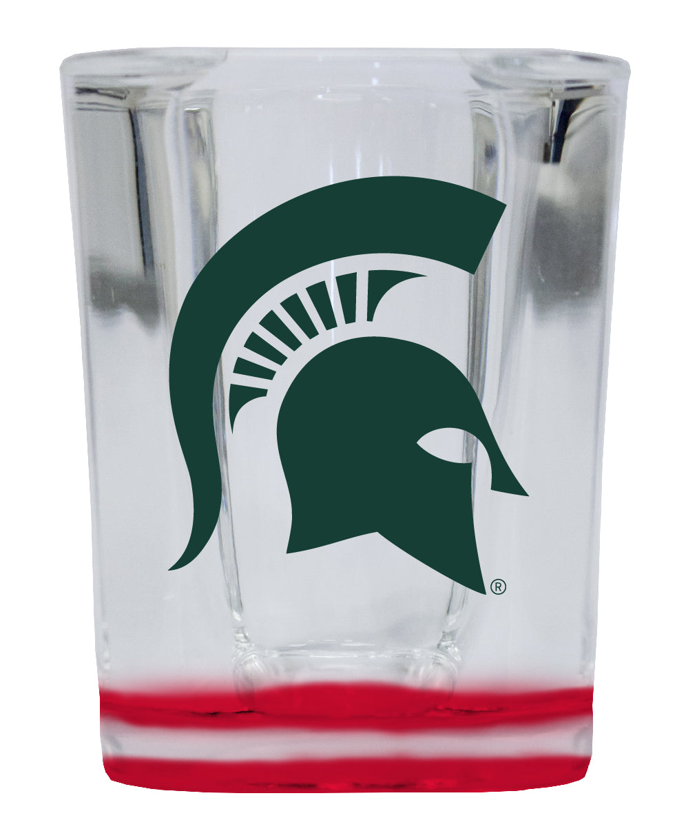 Michigan State Spartans 2 Ounce Shot Glass Square Red Base Officially Licensed Collegiate Product 4-Pack