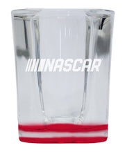 Load image into Gallery viewer, Nascar 2 Ounce Engraved Shot Glass Square Red Base Officially Licensed 4-Pack
