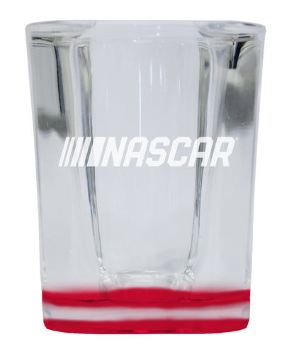 Nascar 2 Ounce Engraved Shot Glass Square Red Base Officially Licensed 4-Pack