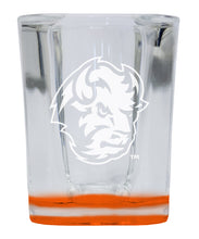 Load image into Gallery viewer, North Dakota State Bison 2 Ounce Engraved Shot Glass Square Orange Base Officially Licensed Collegiate Product 2-Pack
