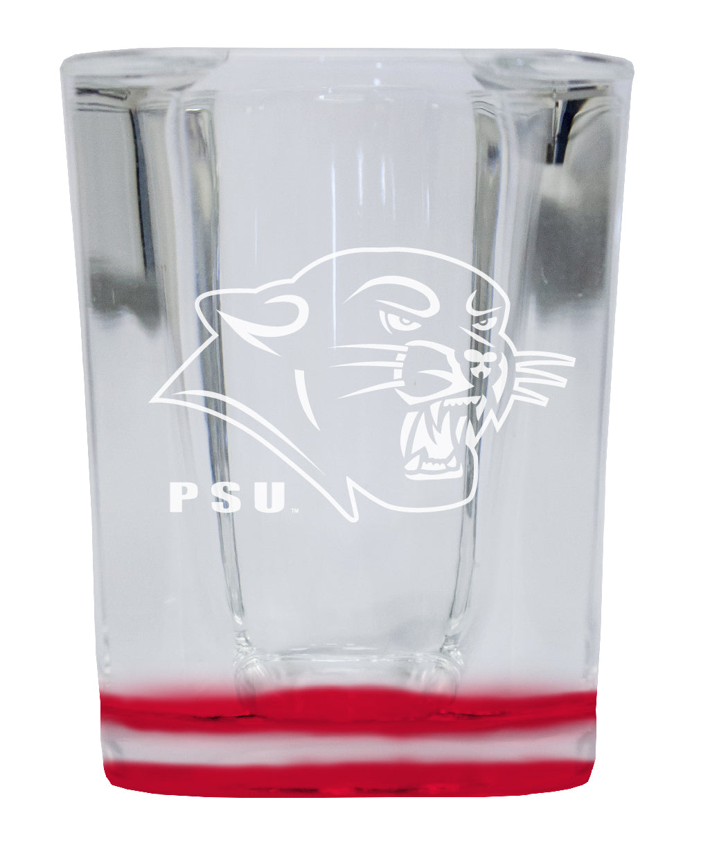 Plymouth State University 2 Ounce Engraved Shot Glass Square Red Base Officially Licensed Collegiate Product 4-Pack