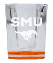 Load image into Gallery viewer, Southern Methodist University 2 Ounce Engraved Shot Glass Square Orange Base Officially Licensed Collegiate Product 2-Pack
