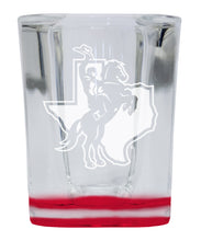 Load image into Gallery viewer, Tarleton State University 2 Ounce Engraved Shot Glass Square Red Base Officially Licensed Collegiate Product 4-Pack
