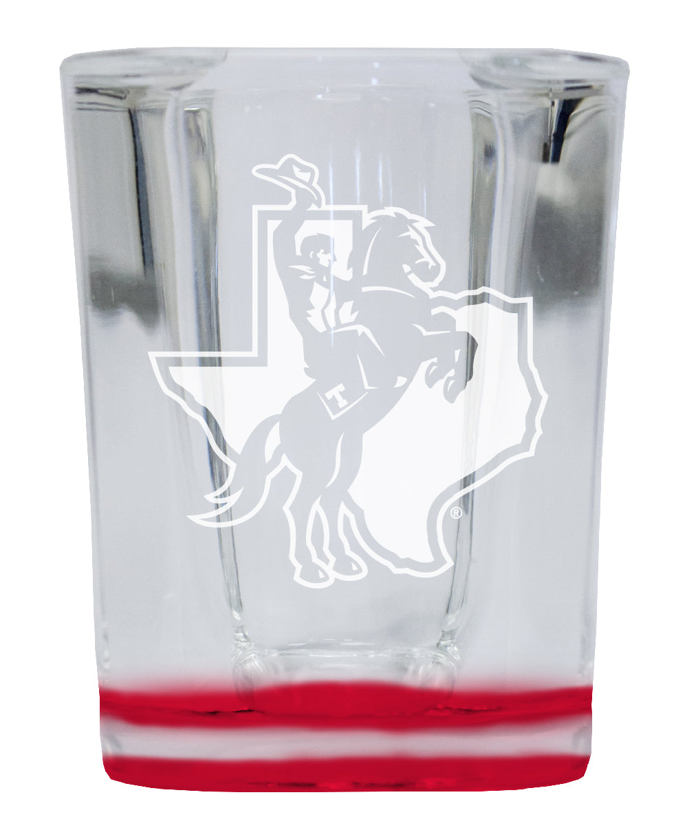 Tarleton State University 2 Ounce Engraved Shot Glass Square Red Base Officially Licensed Collegiate Product 4-Pack