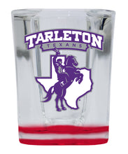 Load image into Gallery viewer, Tarleton State University  2 Ounce Shot Glass Square Red Base Officially Licensed Collegiate Product 4-Pack
