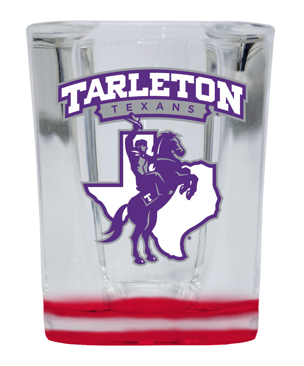 Tarleton State University  2 Ounce Shot Glass Square Red Base Officially Licensed Collegiate Product 4-Pack