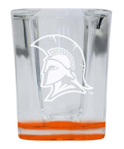 North Carolina Greensboro Spartans 2 Ounce Engraved Shot Glass Square Orange Base Officially Licensed Collegiate Product 2-Pack