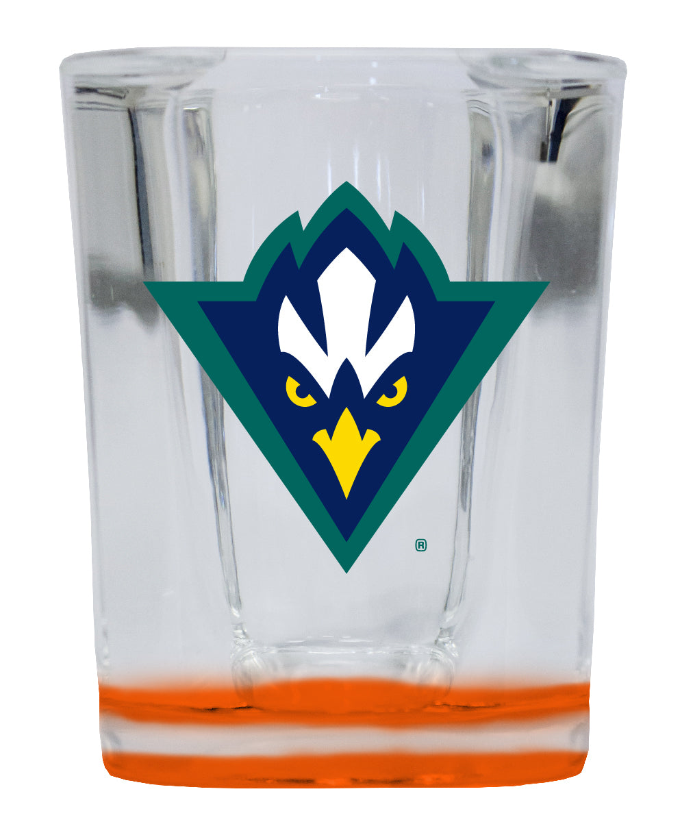 North Carolina Wilmington Seahawks  2 Ounce Shot Glass Square Orange Base Officially Licensed Collegiate Product Single