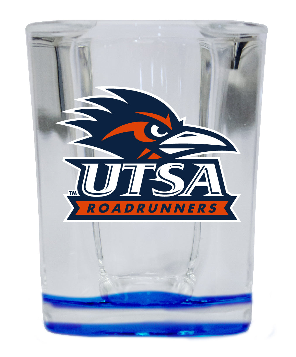 UTSA Road Runners  2 Ounce Shot Glass Square Blue Base Officially Licensed Collegiate Product Single