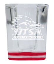 Load image into Gallery viewer, UTSA Road Runners 2 Ounce Engraved Shot Glass Square Red Base Officially Licensed Collegiate Product 4-Pack
