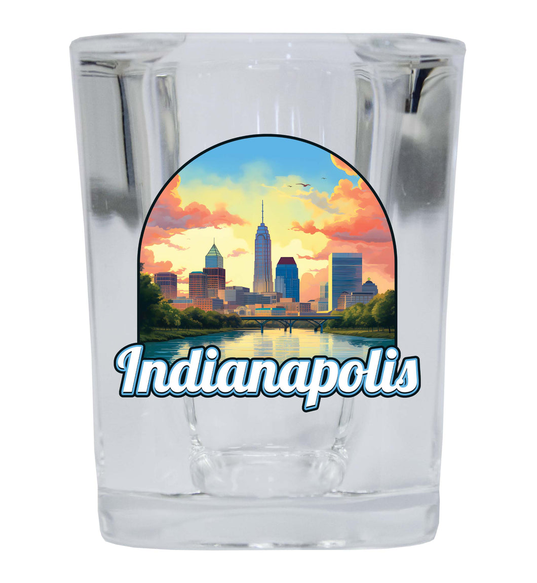 Indianapolis Indiana Design B Souvenir 2 Ounce Shot Glass Square Single