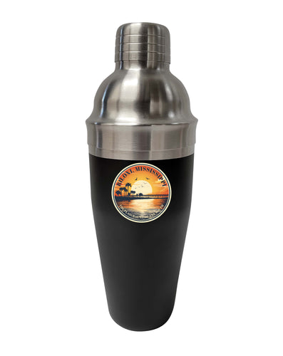 Biloxi Mississippi Design A Souvenir 24 oz Stainless Steel Cocktail Shaker Black 4-Pack