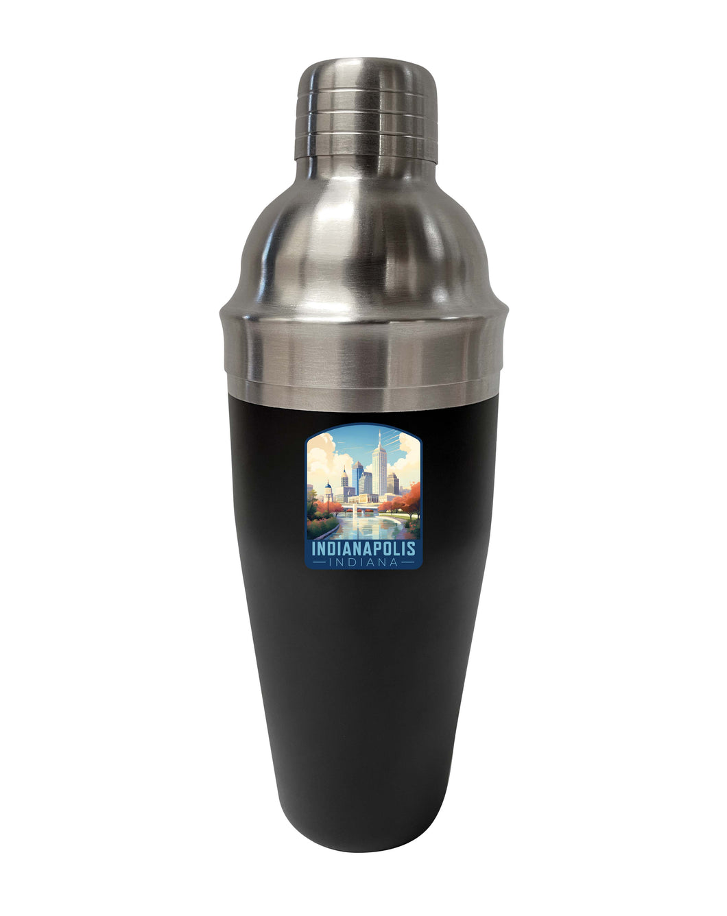 Indianapolis Indiana Design A Souvenir 24 oz Stainless Steel Cocktail Shaker Black 4-Pack