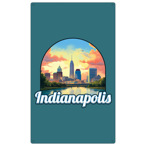 Indianapolis Indiana Design B Souvenir Metal Sign 9 x 15 