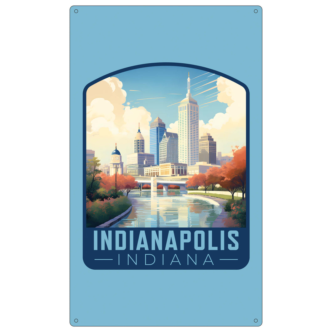 Indianapolis Indiana Design A Souvenir Metal Sign 9 x 15 