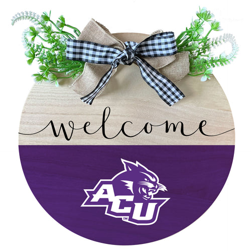 Abilene Christian University Wooden Wreath Welcome Sign Officially Licensed Collegiate Product Single