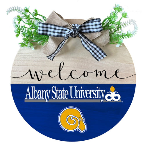 Albany State University Wooden Wreath Welcome Sign Officially Licensed Collegiate Product 2-Pack